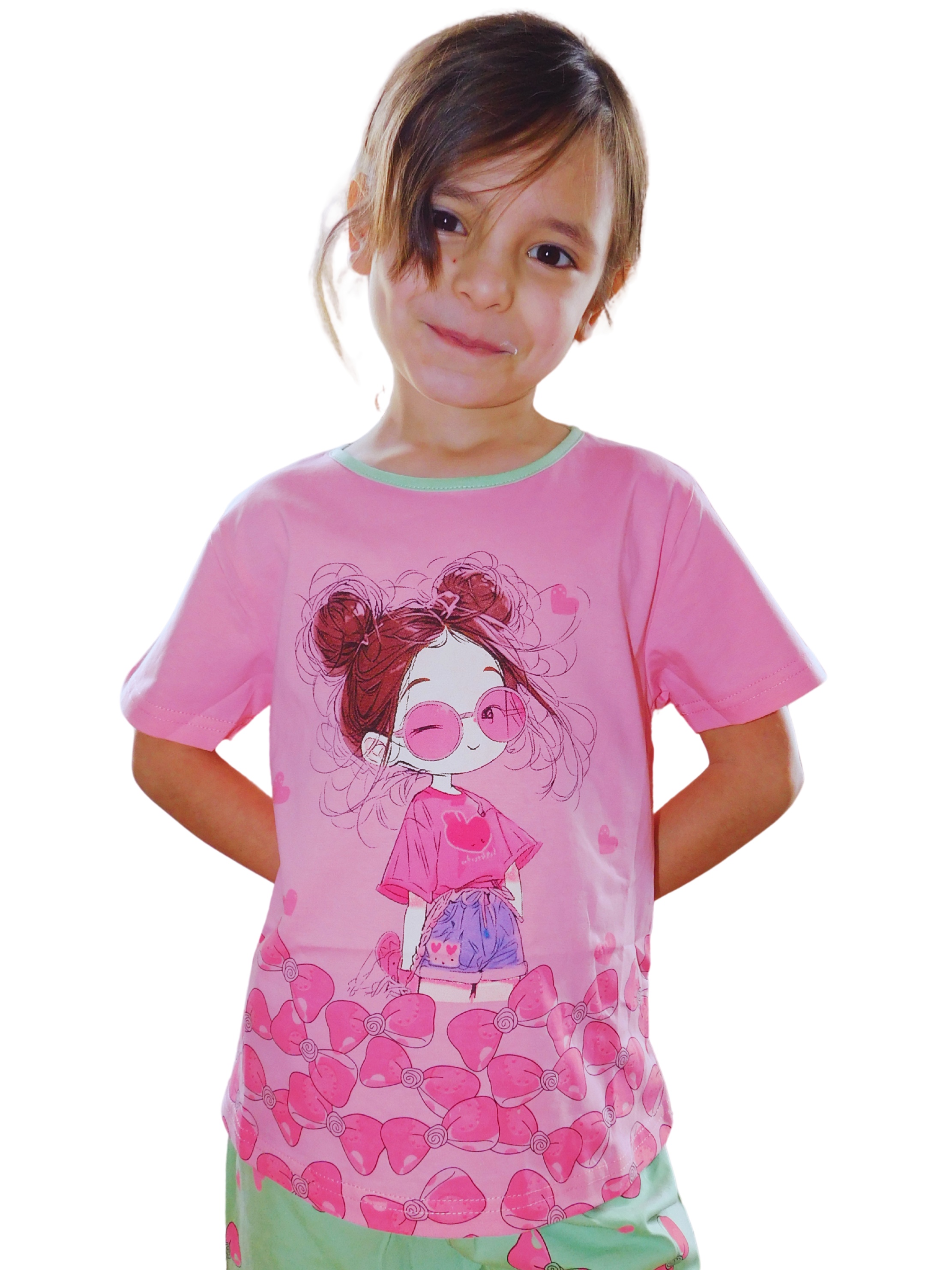 Dívčí pyžamo Kugo MP5880 růžové / zelené